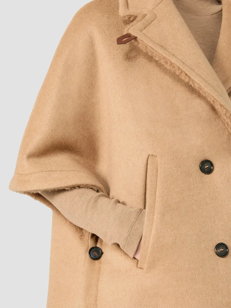Max Mara Women's Camel and Teddy Reversible Cape | Thumbnail 6 Max Mara Women's Camel and Teddy Reversible Cape | Thumbnail 6