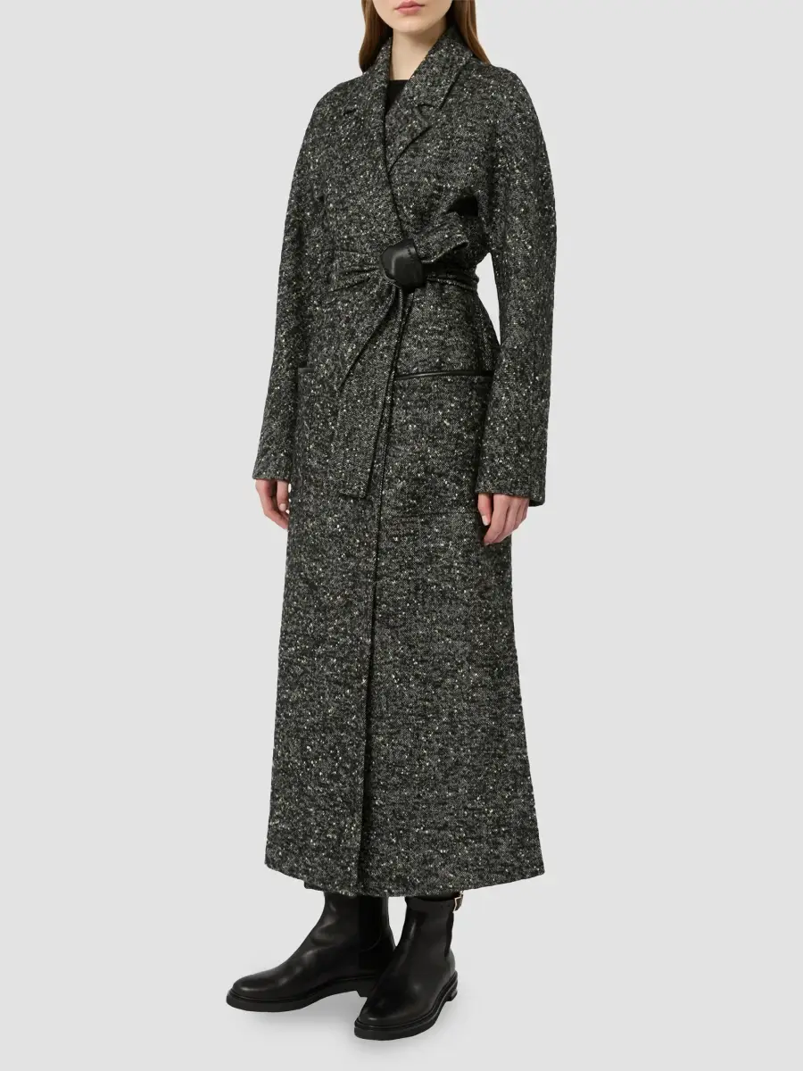 Max Mara Women's Wool Tweed Robe Coat | Thumbnail 2 Max Mara Women's Wool Tweed Robe Coat | Thumbnail 2