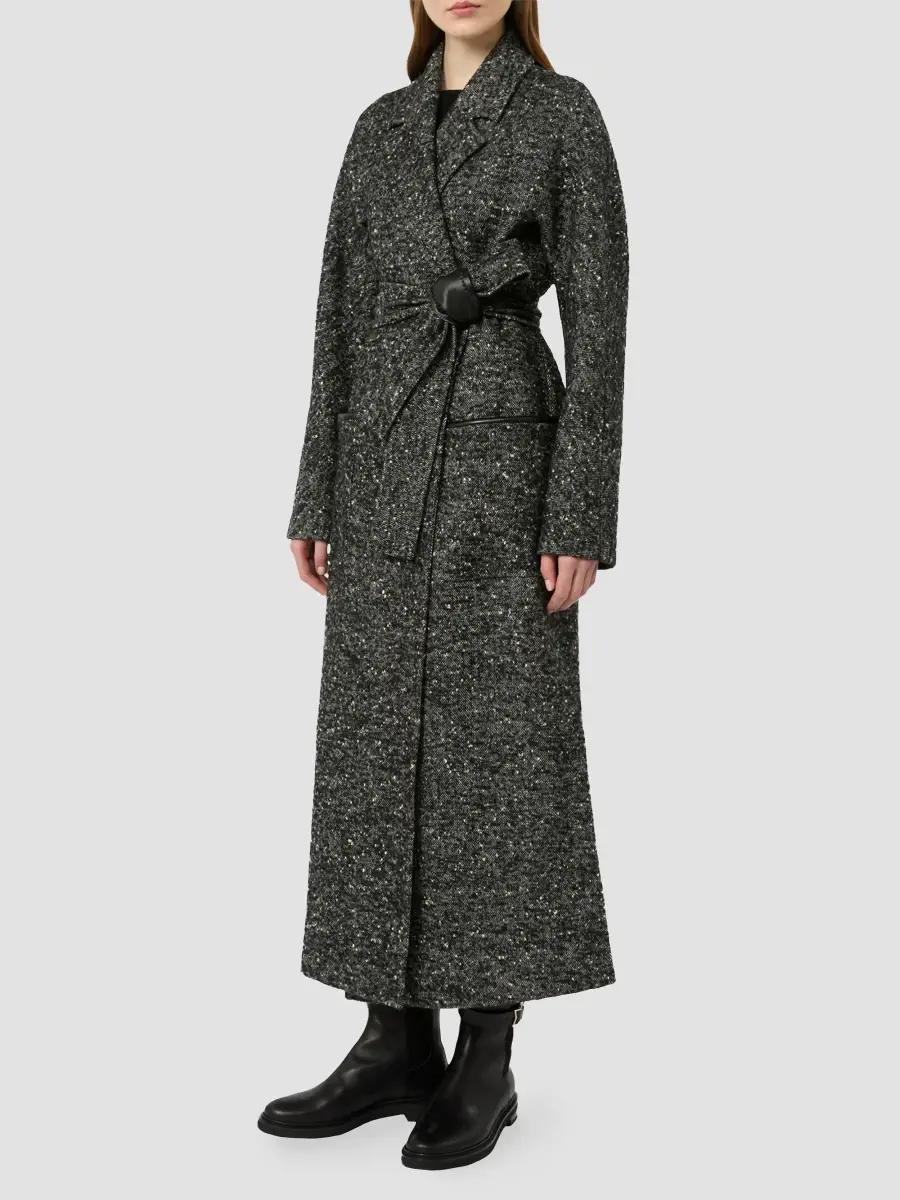 Max Mara Women's Wool Tweed Robe Coat | Thumbnail 4 Max Mara Women's Wool Tweed Robe Coat | Thumbnail 4