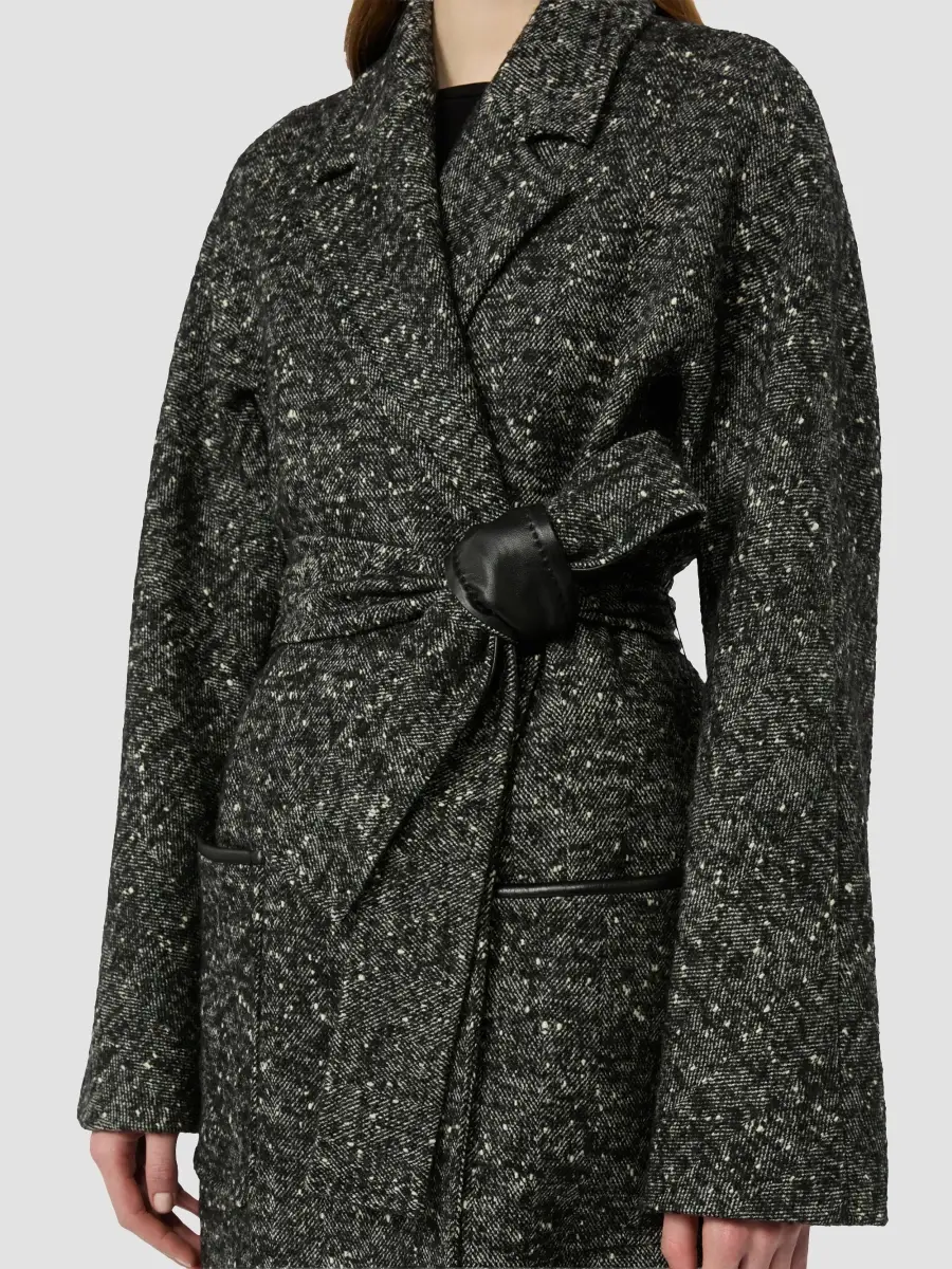 Max Mara Women's Wool Tweed Robe Coat | Thumbnail 6 Max Mara Women's Wool Tweed Robe Coat | Thumbnail 6