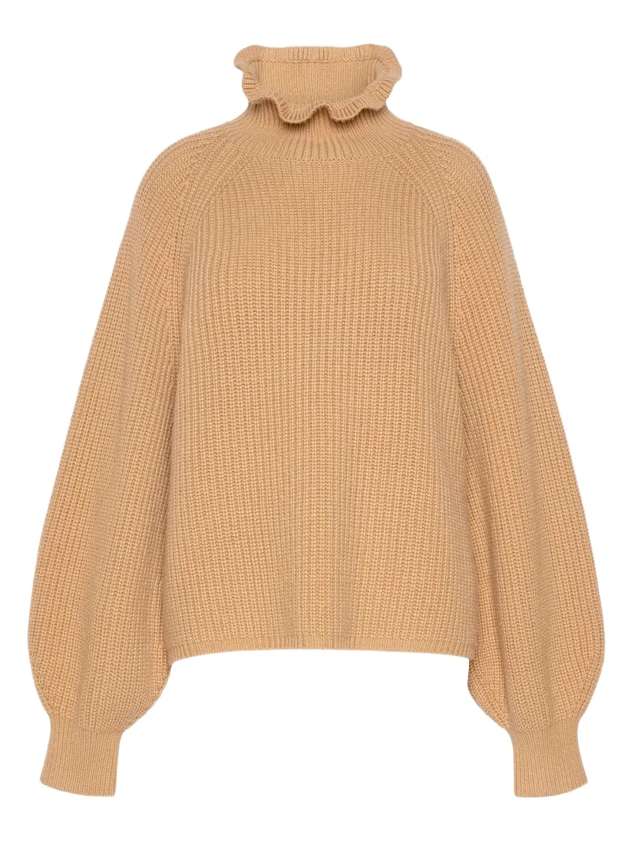 Women's Relaxed Cut Wool and Cashmere Sweater - Camel Women's Relaxed Cut Wool and Cashmere Sweater - Camel