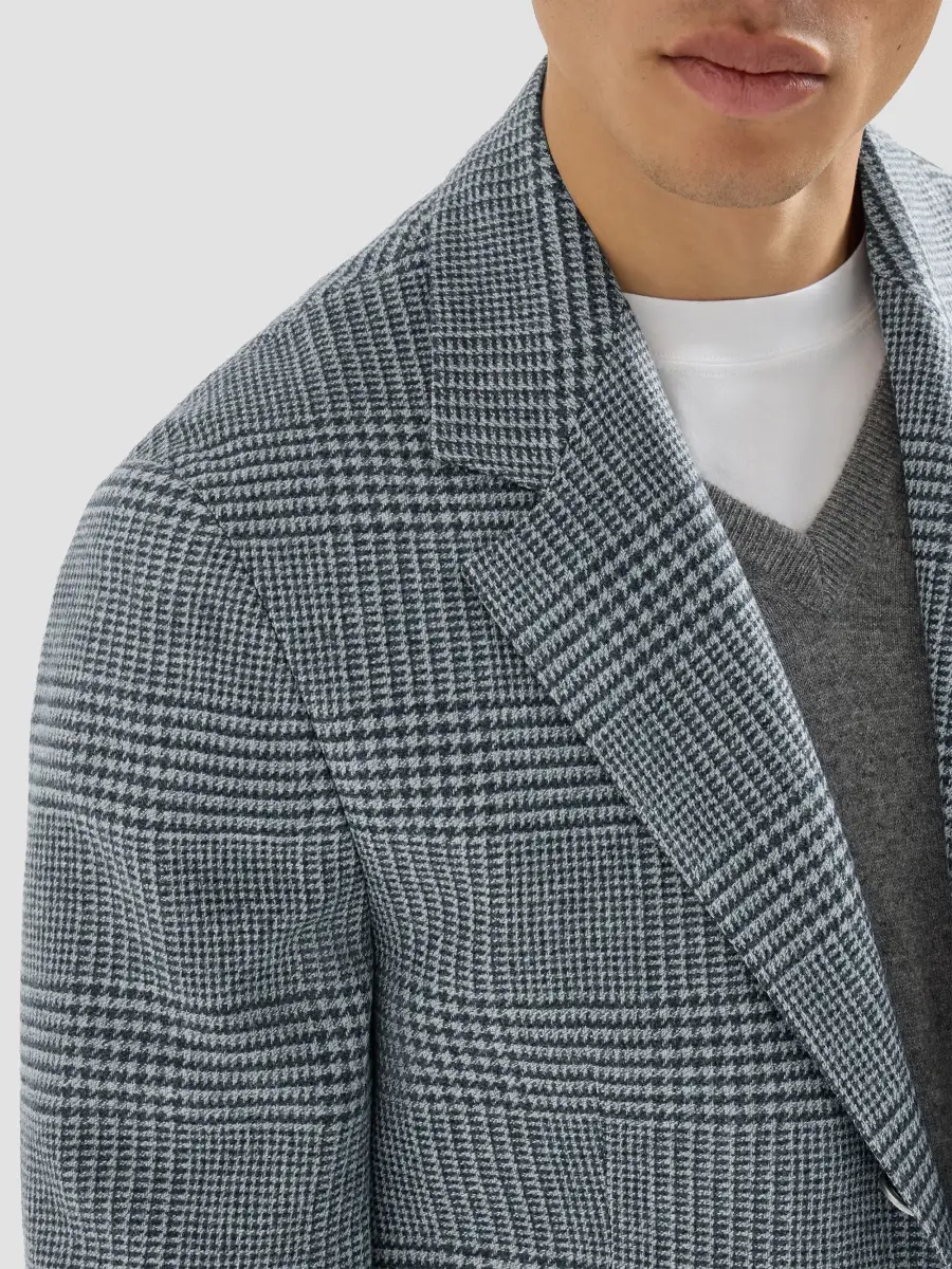 Brunello Cucinelli Men's Comfort Wool and Cashmere Prince of Wales Flannel Deconstructed Blazer | Thumbnail 6