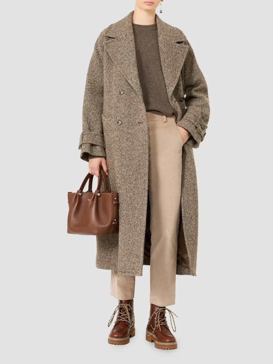 Weekend Max Mara Women's Long Wool Blend Tweed Coat | Thumbnail 2
