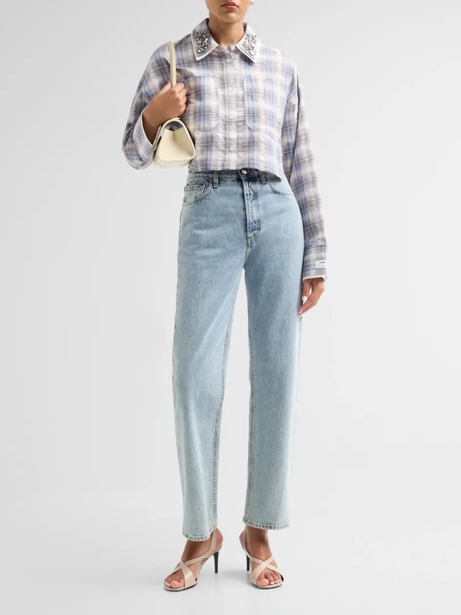 Ksubi Women's Balter Embellished Plaid Cotton Crop Shirt | Thumbnail 2 Ksubi Women's Balter Embellished Plaid Cotton Crop Shirt | Thumbnail 2