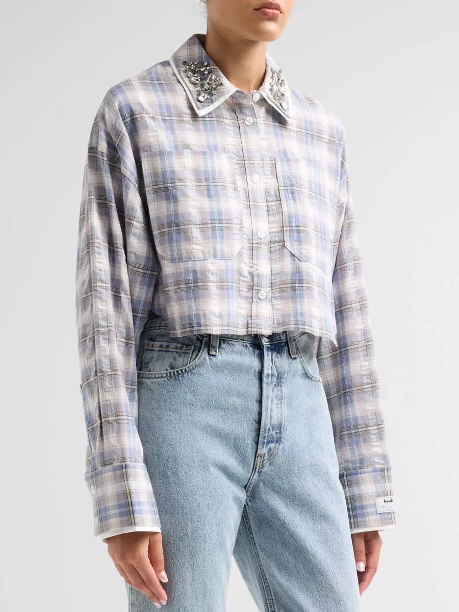 Ksubi Women's Balter Embellished Plaid Cotton Crop Shirt | Thumbnail 4 Ksubi Women's Balter Embellished Plaid Cotton Crop Shirt | Thumbnail 4