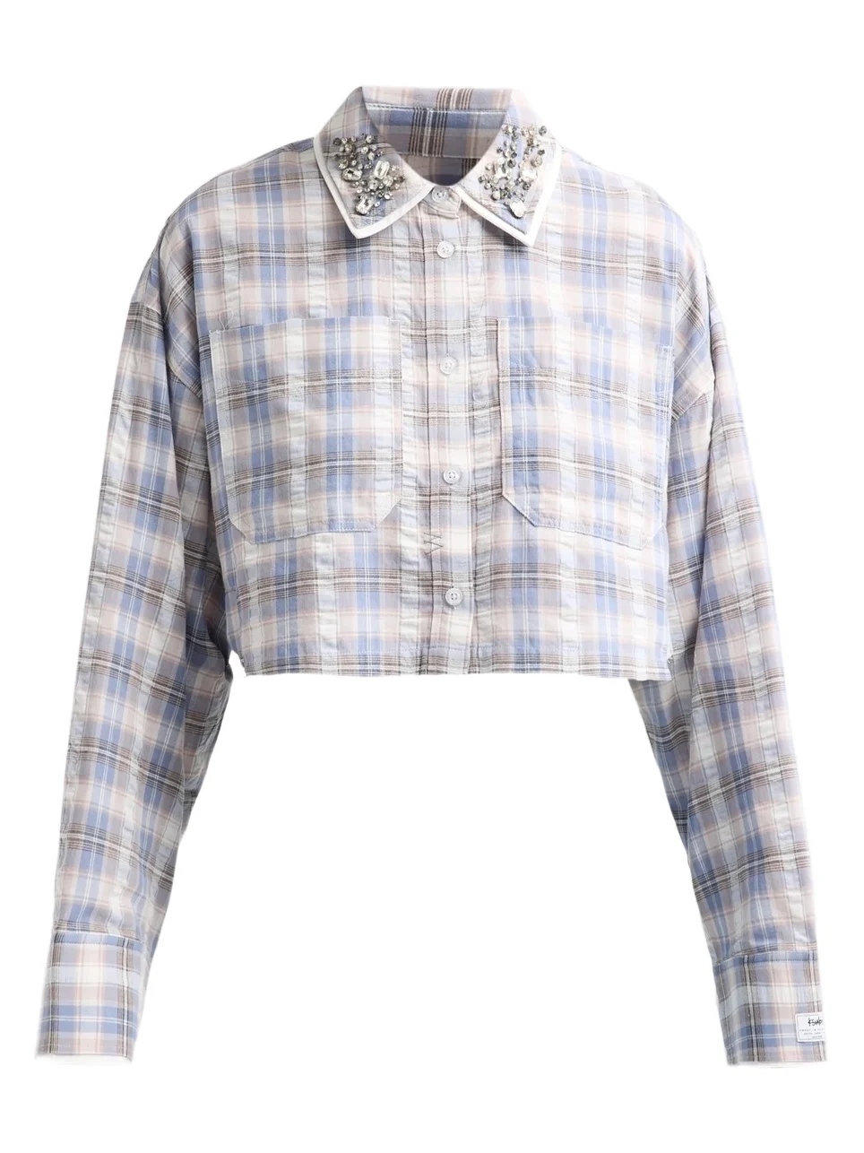 Ksubi Women's Balter Embellished Plaid Cotton Crop Shirt