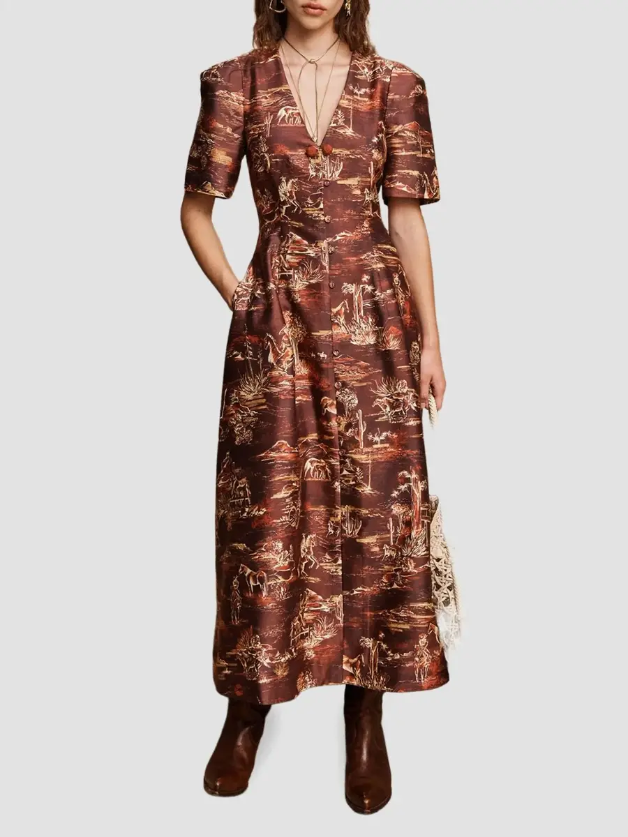 ALÉMAIS Women's Ezra Printed Cotton-Blend Midi Dress | Thumbnail 2 ALÉMAIS Women's Ezra Printed Cotton-Blend Midi Dress | Thumbnail 2