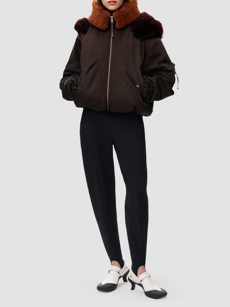 Loewe Women's Hooded Faux-Leather Bomber Jacket | Thumbnail 2 Loewe Women's Hooded Faux-Leather Bomber Jacket | Thumbnail 2