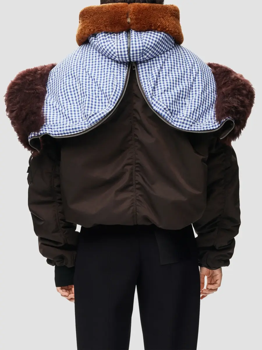 Loewe Women's Hooded Faux-Leather Bomber Jacket | Thumbnail 3 Loewe Women's Hooded Faux-Leather Bomber Jacket | Thumbnail 3