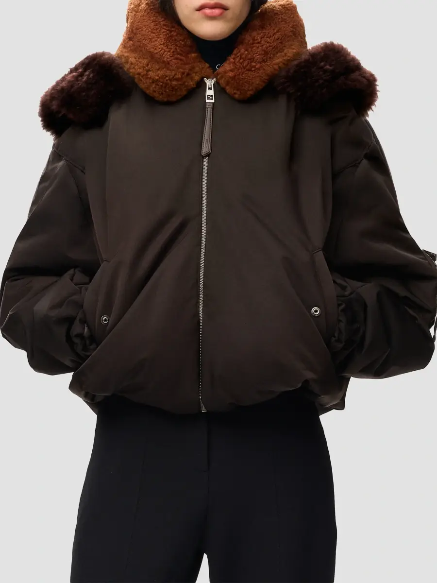 Loewe Women's Hooded Faux-Leather Bomber Jacket | Thumbnail 4 Loewe Women's Hooded Faux-Leather Bomber Jacket | Thumbnail 4