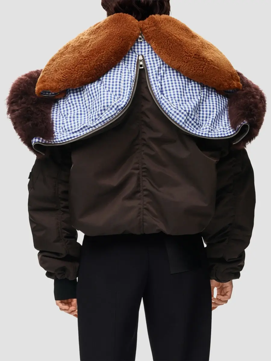Loewe Women's Hooded Faux-Leather Bomber Jacket | Thumbnail 7 Loewe Women's Hooded Faux-Leather Bomber Jacket | Thumbnail 7