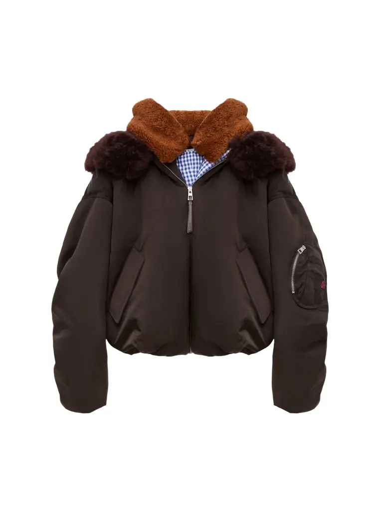 Loewe Women's Hooded Faux-Leather Bomber Jacket