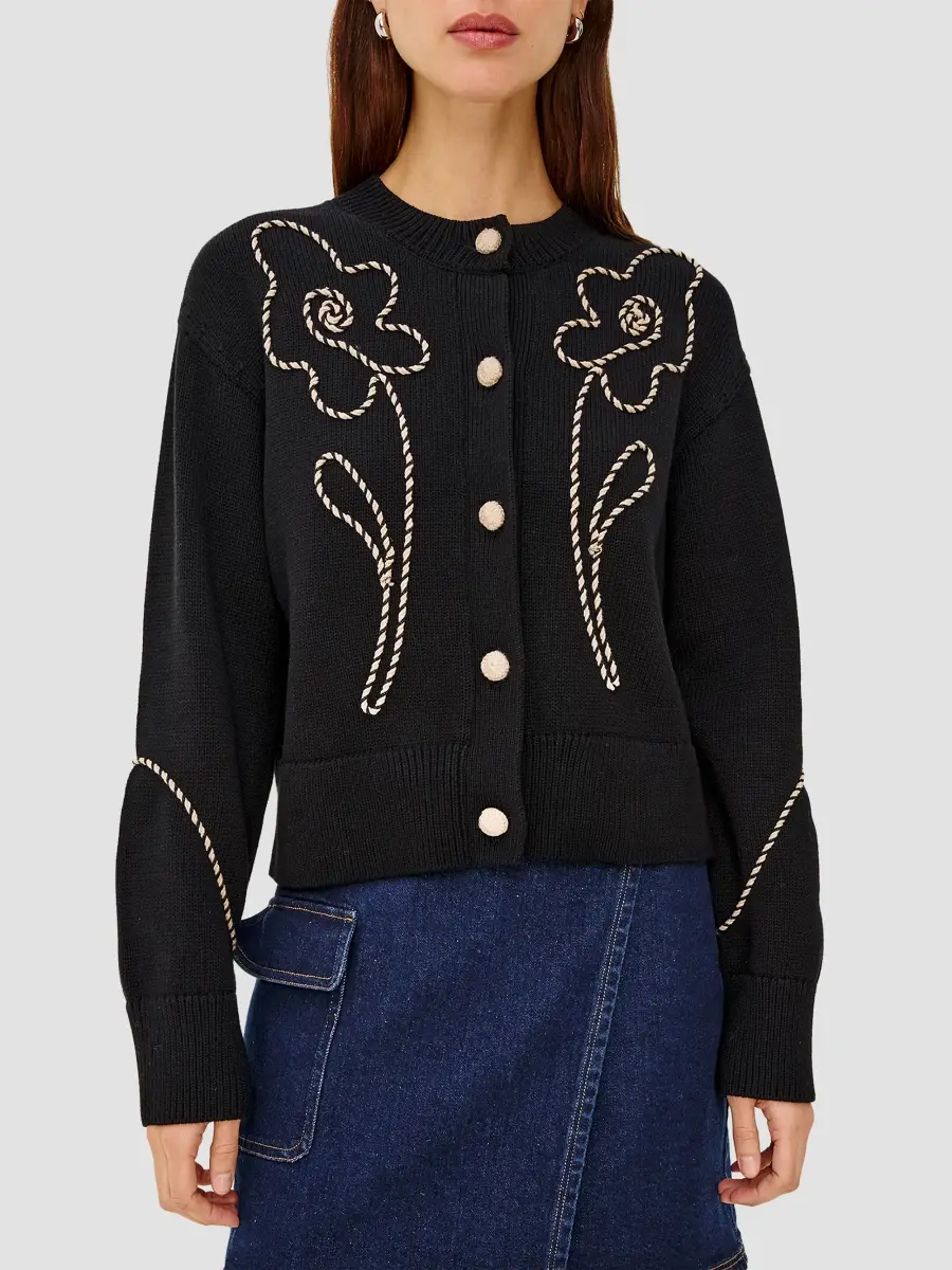RAILS Women's Sybil Floral Rope-Trimmed Cotton Cardigan | Thumbnail 4 RAILS Women's Sybil Floral Rope-Trimmed Cotton Cardigan | Thumbnail 4