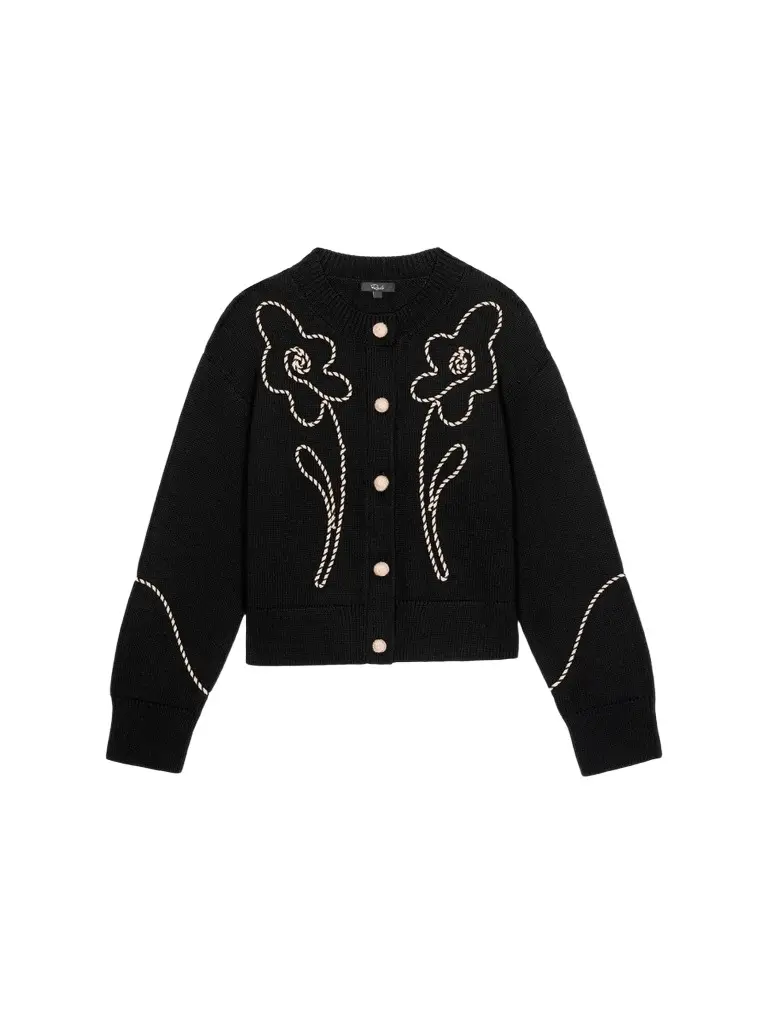 Women's Sybil Floral Rope-Trimmed Cotton Cardigan Women's Sybil Floral Rope-Trimmed Cotton Cardigan
