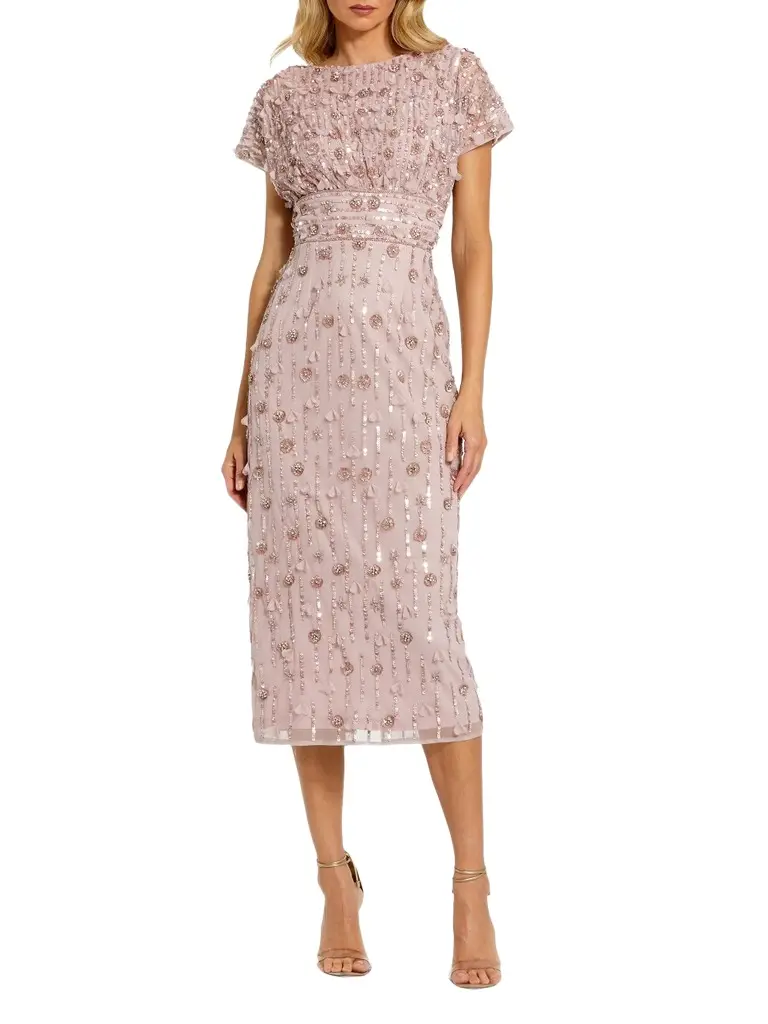 Mac Duggal Women's Sequin Beaded Cap-Sleeve Midi-Dress