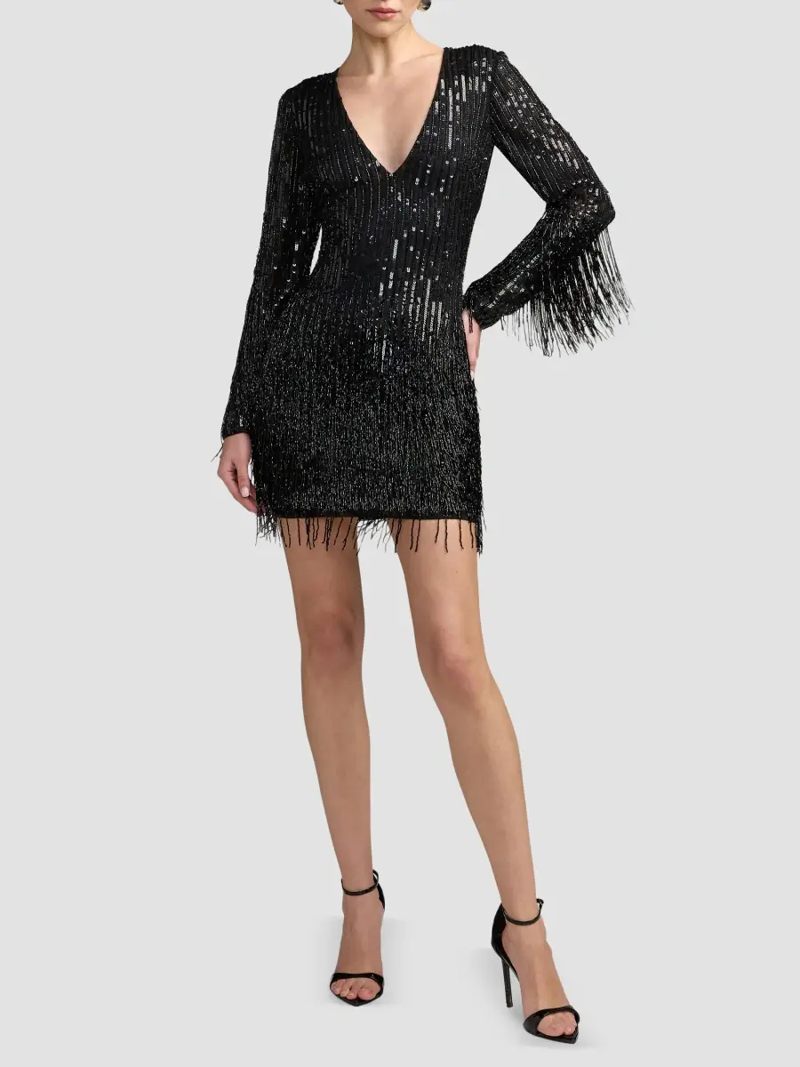 Mac Duggal Women's Sequined Fringed Mini Dress | Thumbnail 2 Mac Duggal Women's Sequined Fringed Mini Dress | Thumbnail 2