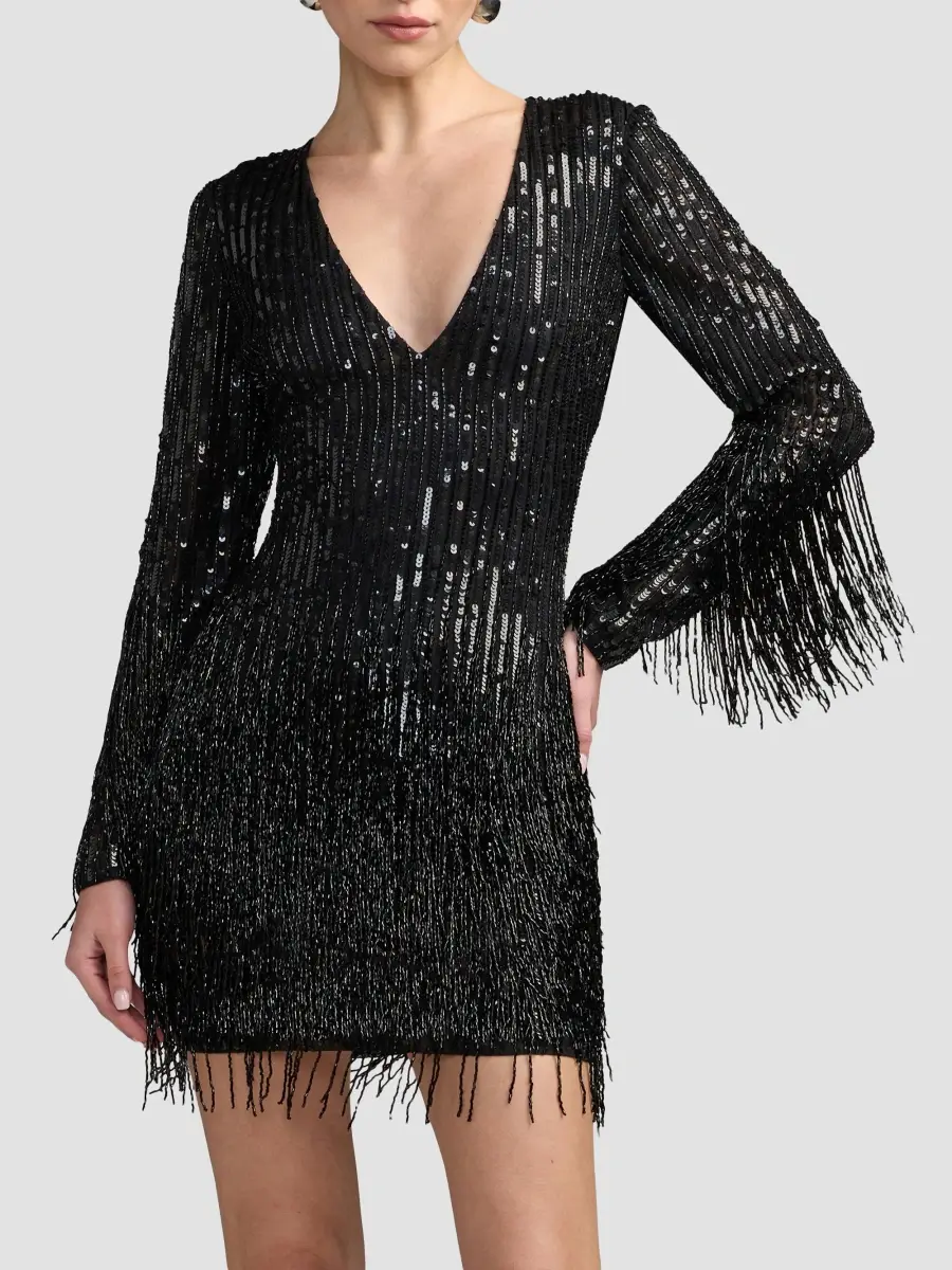 Mac Duggal Women's Sequined Fringed Mini Dress | Thumbnail 4 Mac Duggal Women's Sequined Fringed Mini Dress | Thumbnail 4