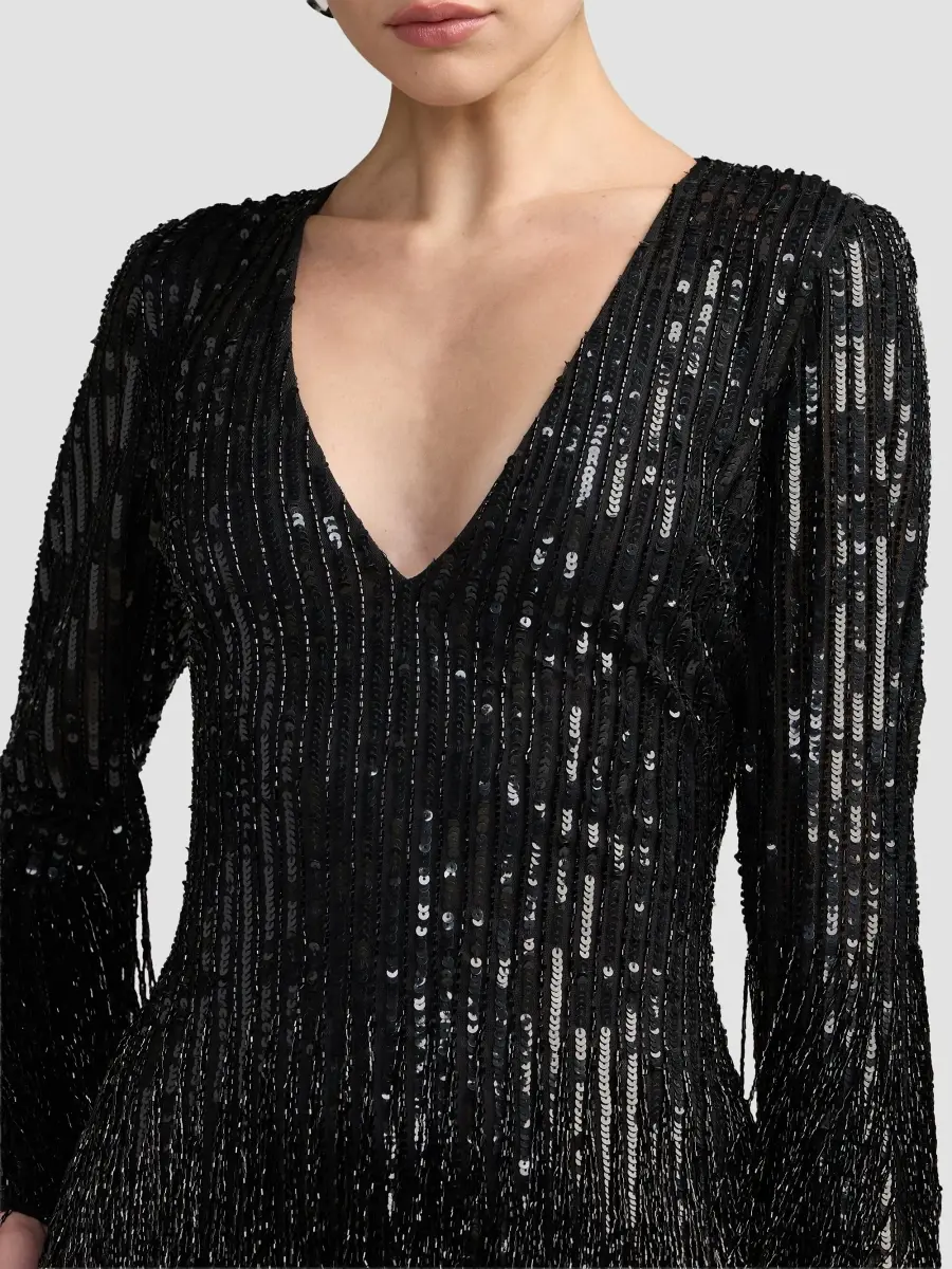 Mac Duggal Women's Sequined Fringed Mini Dress | Thumbnail 5 Mac Duggal Women's Sequined Fringed Mini Dress | Thumbnail 5