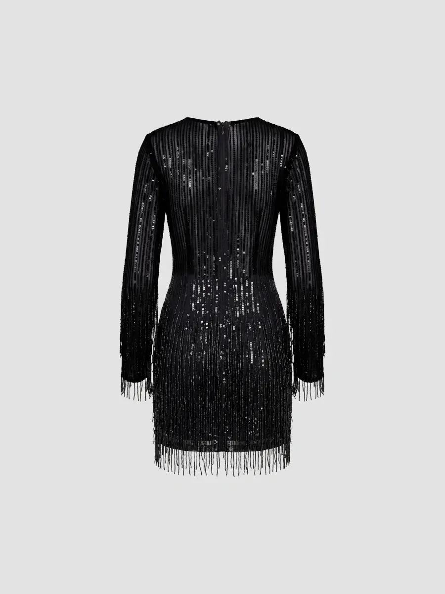Mac Duggal Women's Sequined Fringed Mini Dress | Thumbnail 6 Mac Duggal Women's Sequined Fringed Mini Dress | Thumbnail 6