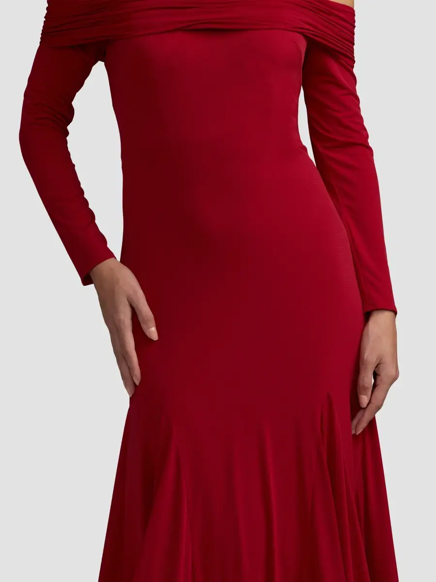 Mac Duggal Women's Jersey Off-The-Shoulder Long-Sleeve Trumpet Gown | Thumbnail 5 Mac Duggal Women's Jersey Off-The-Shoulder Long-Sleeve Trumpet Gown | Thumbnail 5