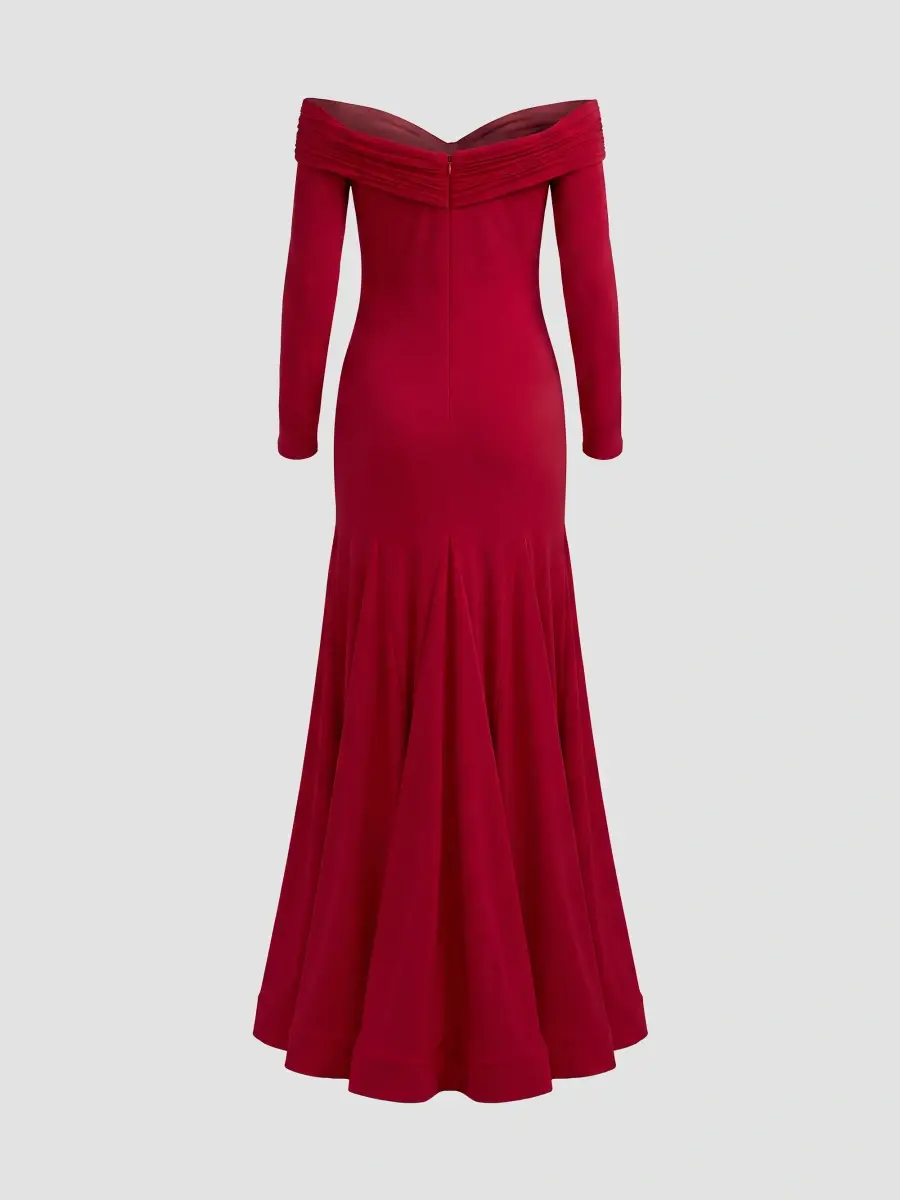 Mac Duggal Women's Jersey Off-The-Shoulder Long-Sleeve Trumpet Gown | Thumbnail 6 Mac Duggal Women's Jersey Off-The-Shoulder Long-Sleeve Trumpet Gown | Thumbnail 6
