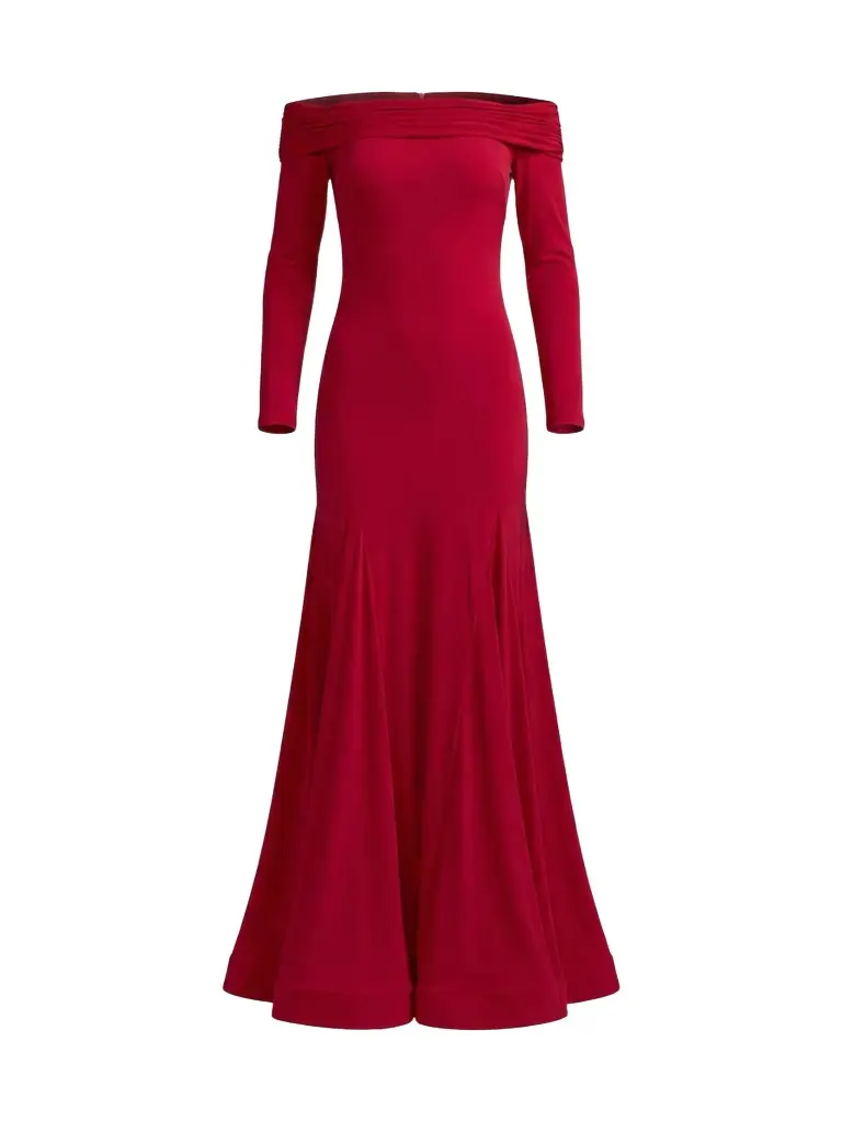 Mac Duggal Women's Jersey Off-The-Shoulder Long-Sleeve Trumpet Gown