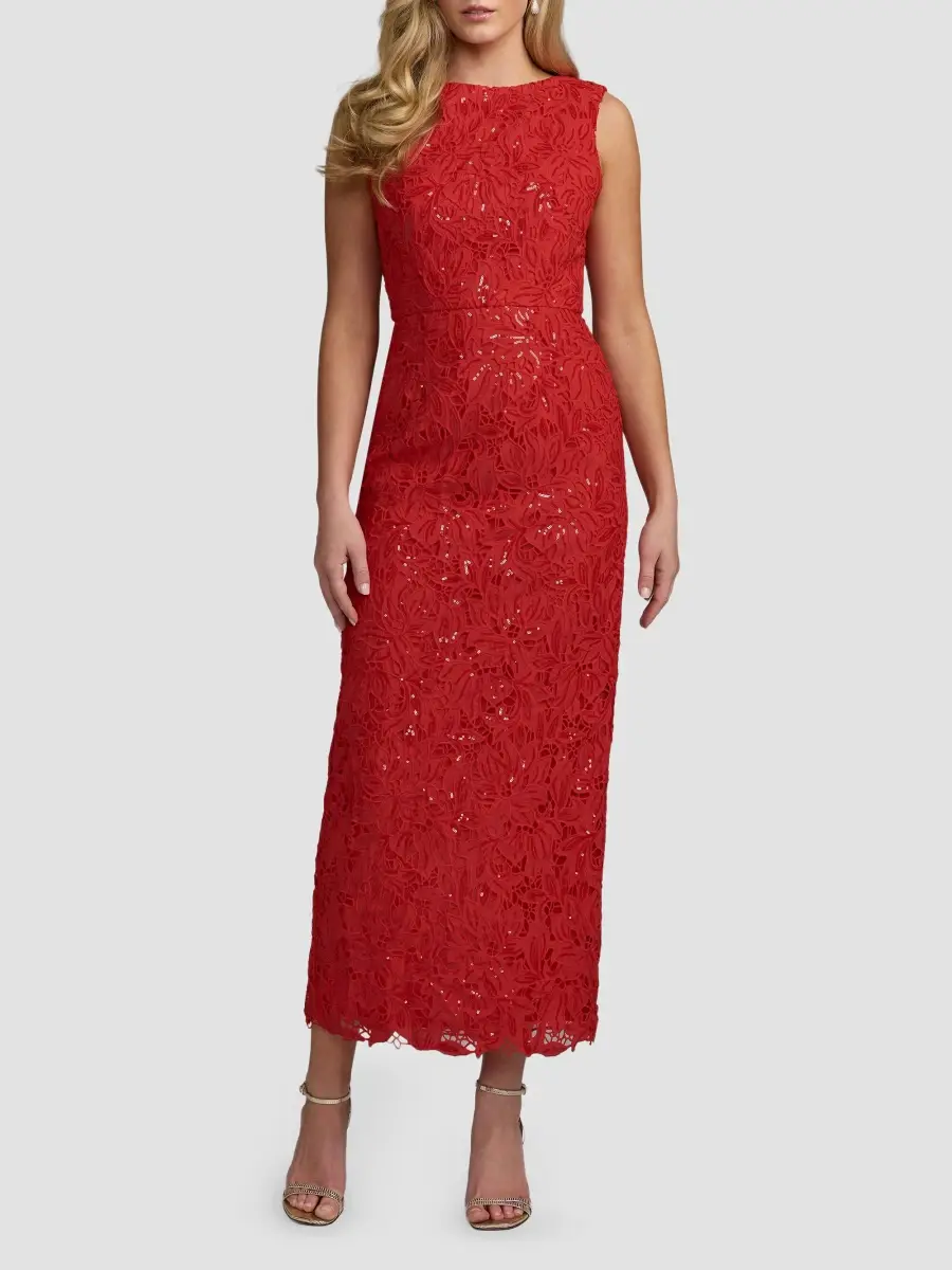 Mac Duggal Women's Lace Leather Sleeveless Dress | Thumbnail 2 Mac Duggal Women's Lace Leather Sleeveless Dress | Thumbnail 2