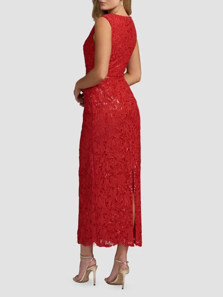 Mac Duggal Women's Lace Leather Sleeveless Dress | Thumbnail 3 Mac Duggal Women's Lace Leather Sleeveless Dress | Thumbnail 3