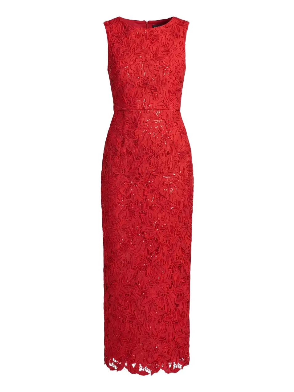 Mac Duggal Women's Lace Leather Sleeveless Dress