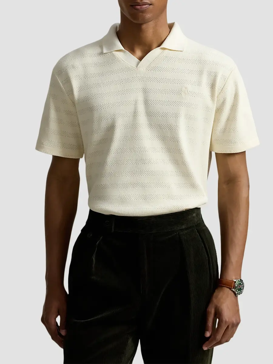 Polo Ralph Lauren Men's Pointelle-Ribbed Polo Shirt | Thumbnail 4 Polo Ralph Lauren Men's Pointelle-Ribbed Polo Shirt | Thumbnail 4