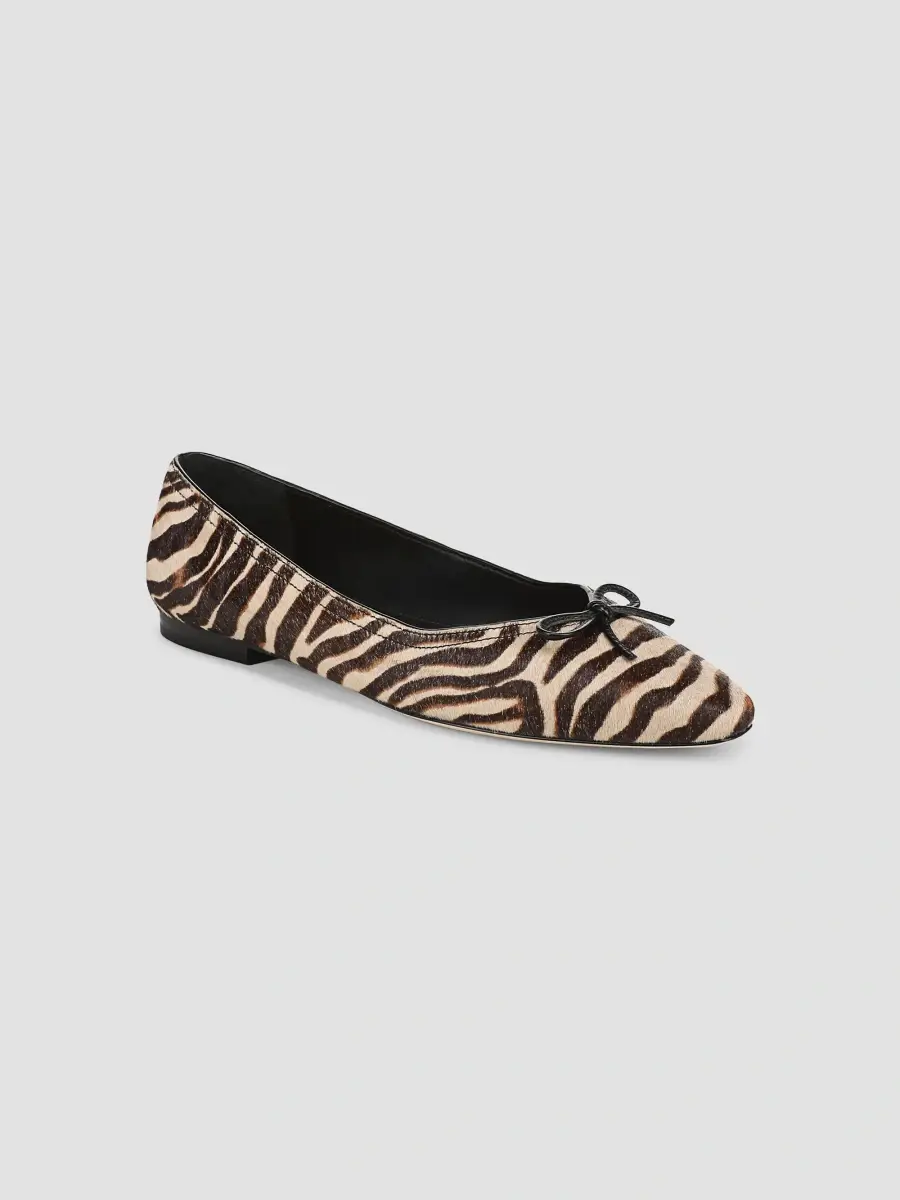 Veronica Beard Women's Cailey Zebra-Print Calf Hair Ballerina Flats | Thumbnail 2 Veronica Beard Women's Cailey Zebra-Print Calf Hair Ballerina Flats | Thumbnail 2
