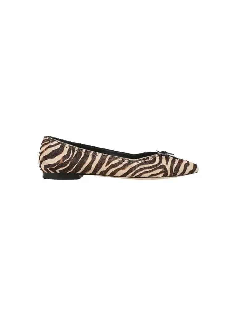 Women's Cailey Zebra-Print Calf Hair Ballerina Flats
