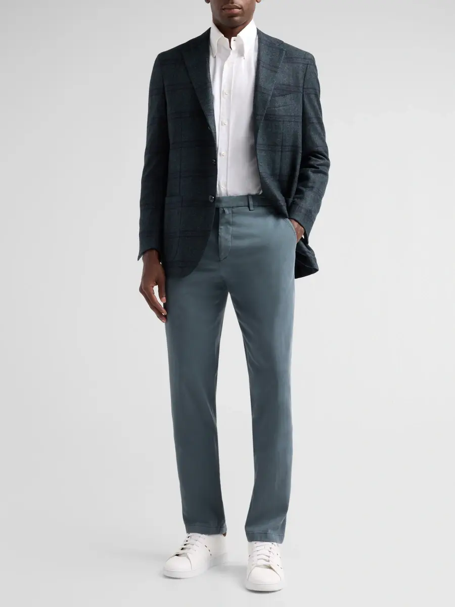 Kiton Men's Flat-Front Slim-Fit Trousers | Thumbnail 2