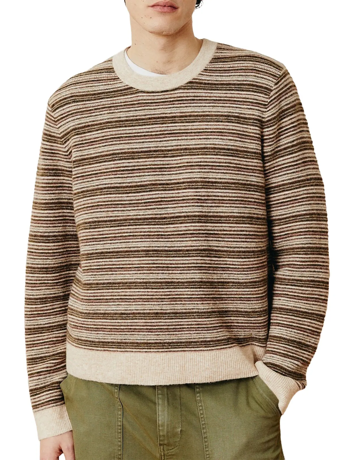 Men's Striped Knit Crewneck Sweater Men's Striped Knit Crewneck Sweater