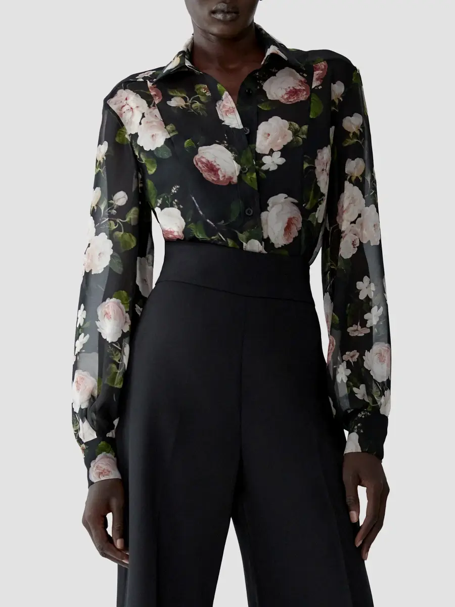 Carolina Herrera Women's Chalet Floral Silk Blouse | Thumbnail 4 Carolina Herrera Women's Chalet Floral Silk Blouse | Thumbnail 4