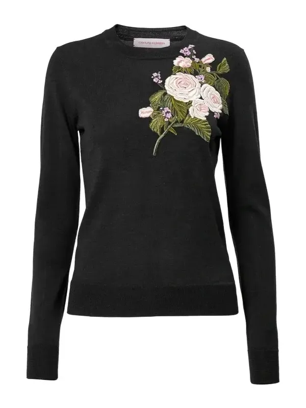 Women's Chalet Floral-Embroidered Wool Sweater Women's Chalet Floral-Embroidered Wool Sweater