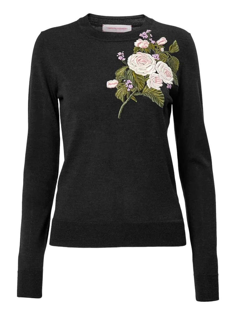 Women's Chalet Floral-Embroidered Wool Sweater Women's Chalet Floral-Embroidered Wool Sweater