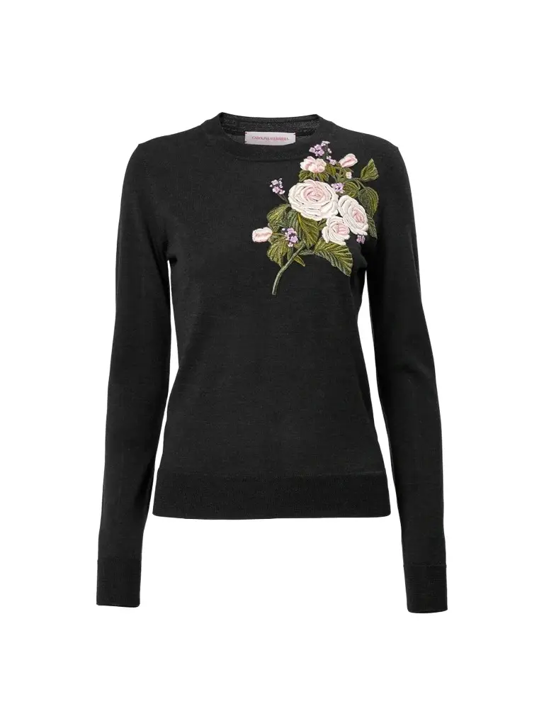 Women's Chalet Floral-Embroidered Wool Sweater Women's Chalet Floral-Embroidered Wool Sweater