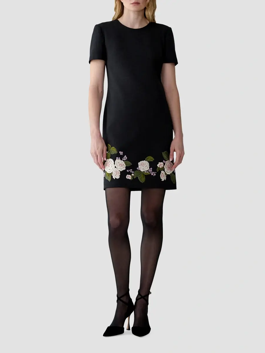 Carolina Herrera Women's Chalet Floral-Embroidered Short-Sleeve Mini Dress | Thumbnail 2 Carolina Herrera Women's Chalet Floral-Embroidered Short-Sleeve Mini Dress | Thumbnail 2