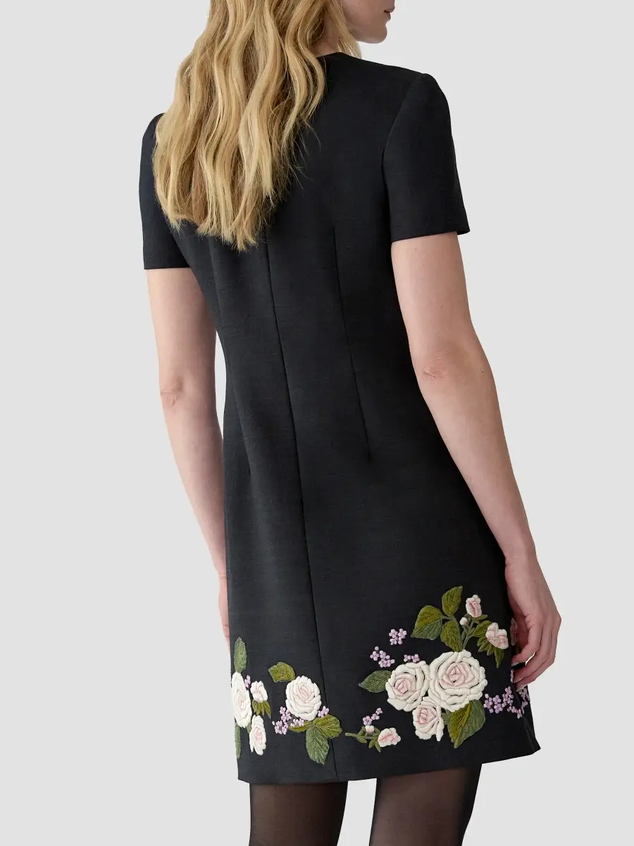 Carolina Herrera Women's Chalet Floral-Embroidered Short-Sleeve Mini Dress | Thumbnail 3 Carolina Herrera Women's Chalet Floral-Embroidered Short-Sleeve Mini Dress | Thumbnail 3