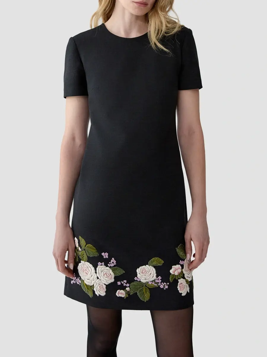 Carolina Herrera Women's Chalet Floral-Embroidered Short-Sleeve Mini Dress | Thumbnail 4 Carolina Herrera Women's Chalet Floral-Embroidered Short-Sleeve Mini Dress | Thumbnail 4