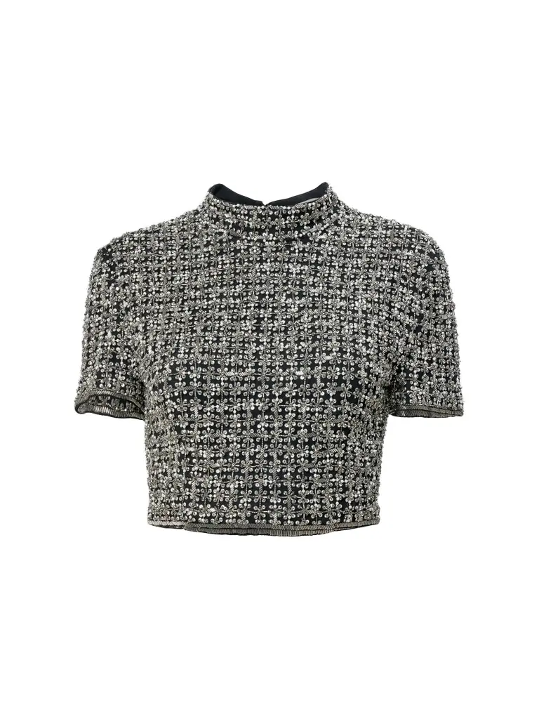 Women's Chalet Embellished Short-Sleeve Crop Top