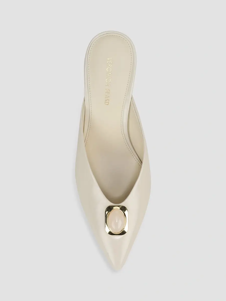Veronica Beard Women's Rochelle Cabochon 75MM Leather Mules | Thumbnail 3