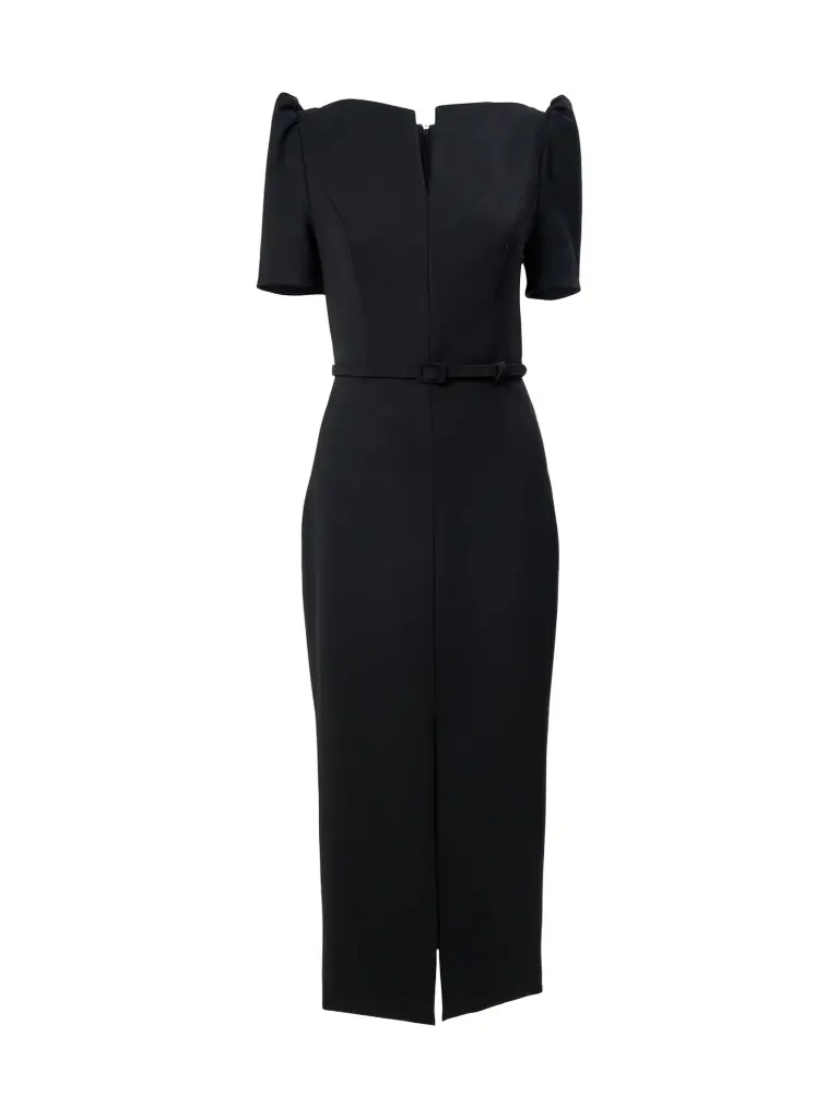 Women's Chalet Split-Neck Stretch-Wool Midi Dress