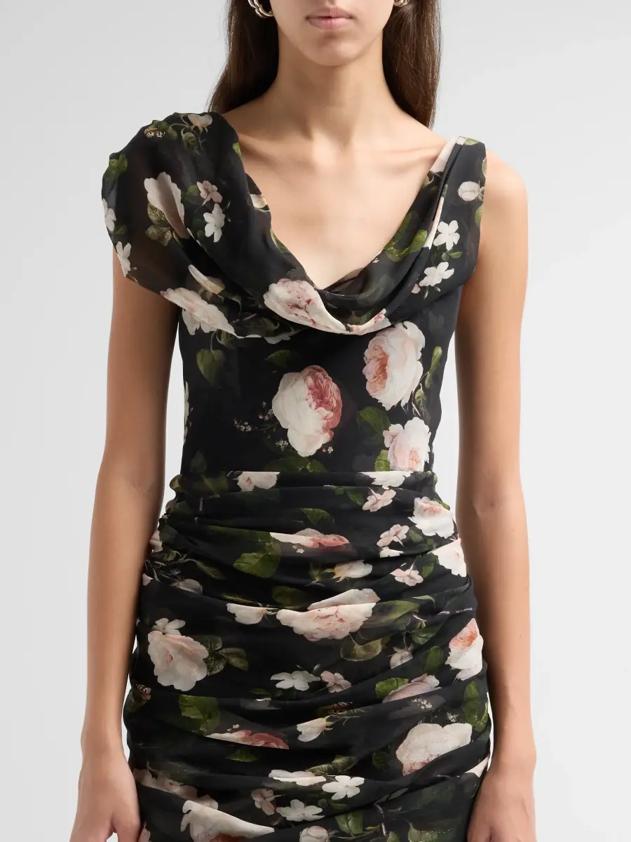 Carolina Herrera Women's Floral Silk Ruched Midi Dress | Thumbnail 5 Carolina Herrera Women's Floral Silk Ruched Midi Dress | Thumbnail 5