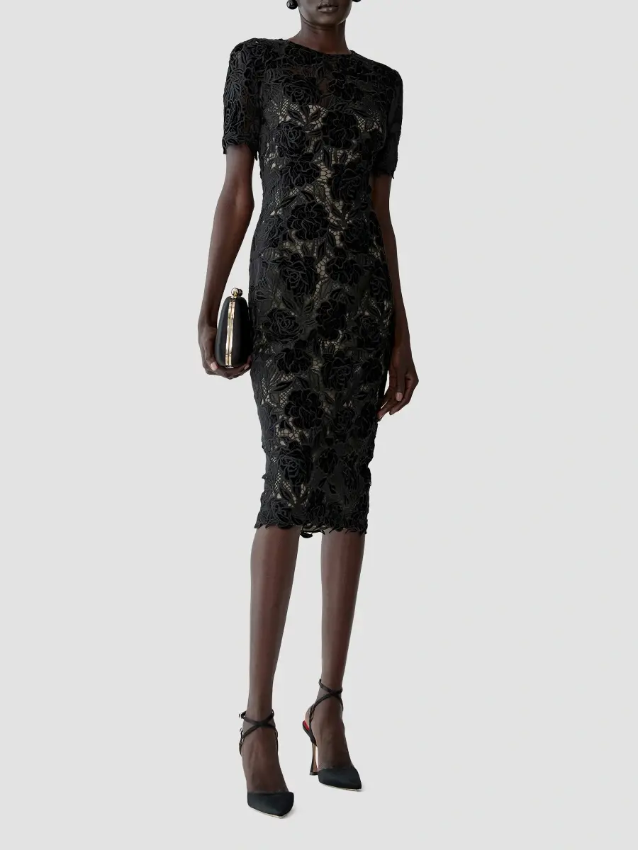 Carolina Herrera Women's Chalet Floral Guipure Lace Knee-Length Dress | Thumbnail 2 Carolina Herrera Women's Chalet Floral Guipure Lace Knee-Length Dress | Thumbnail 2