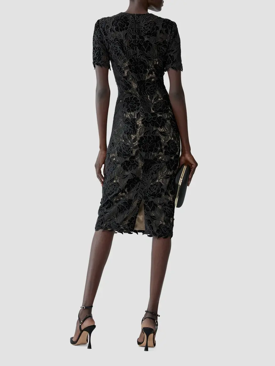Carolina Herrera Women's Chalet Floral Guipure Lace Knee-Length Dress | Thumbnail 3 Carolina Herrera Women's Chalet Floral Guipure Lace Knee-Length Dress | Thumbnail 3