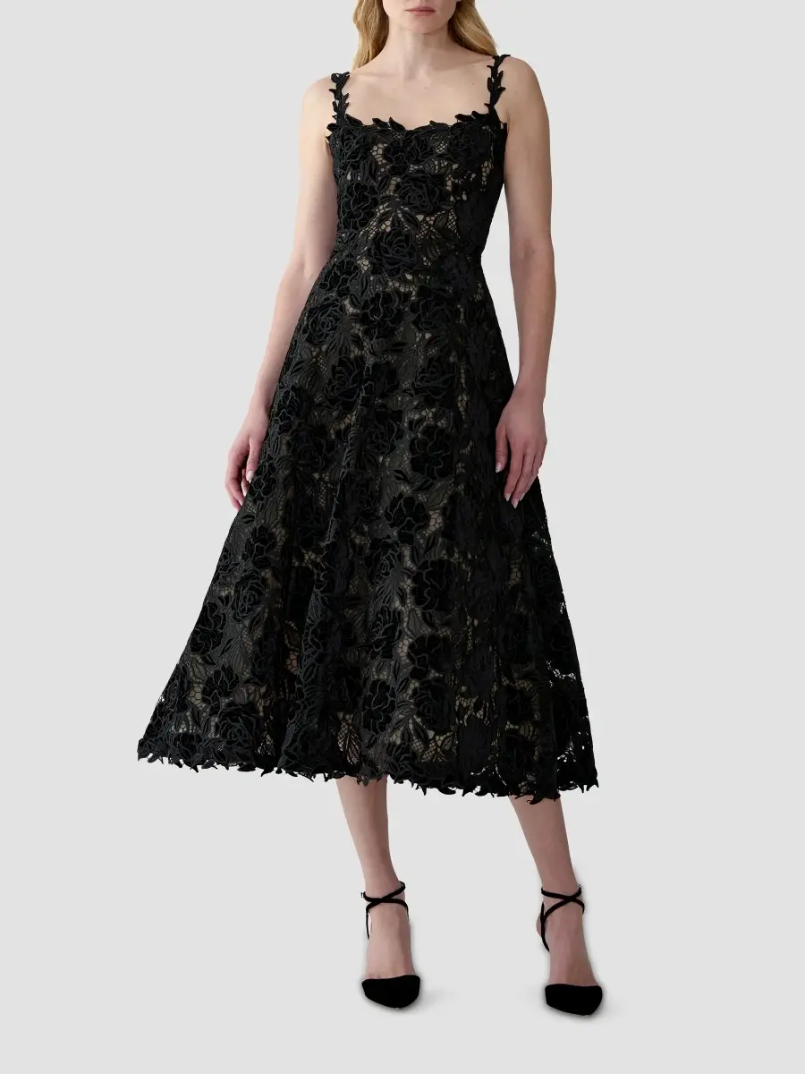 Carolina Herrera Women's Chalet Floral Guipure Lace Scoopneck Midi Dress | Thumbnail 2 Carolina Herrera Women's Chalet Floral Guipure Lace Scoopneck Midi Dress | Thumbnail 2
