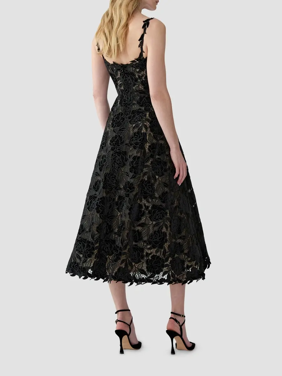 Carolina Herrera Women's Chalet Floral Guipure Lace Scoopneck Midi Dress | Thumbnail 3 Carolina Herrera Women's Chalet Floral Guipure Lace Scoopneck Midi Dress | Thumbnail 3