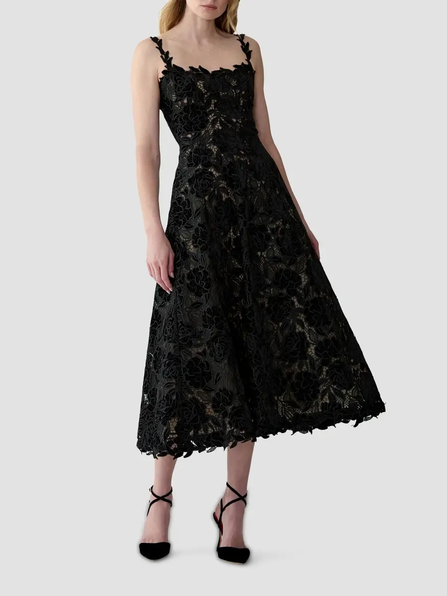 Carolina Herrera Women's Chalet Floral Guipure Lace Scoopneck Midi Dress | Thumbnail 4 Carolina Herrera Women's Chalet Floral Guipure Lace Scoopneck Midi Dress | Thumbnail 4